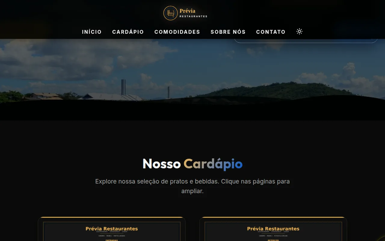 Seção do site — Restaurantes